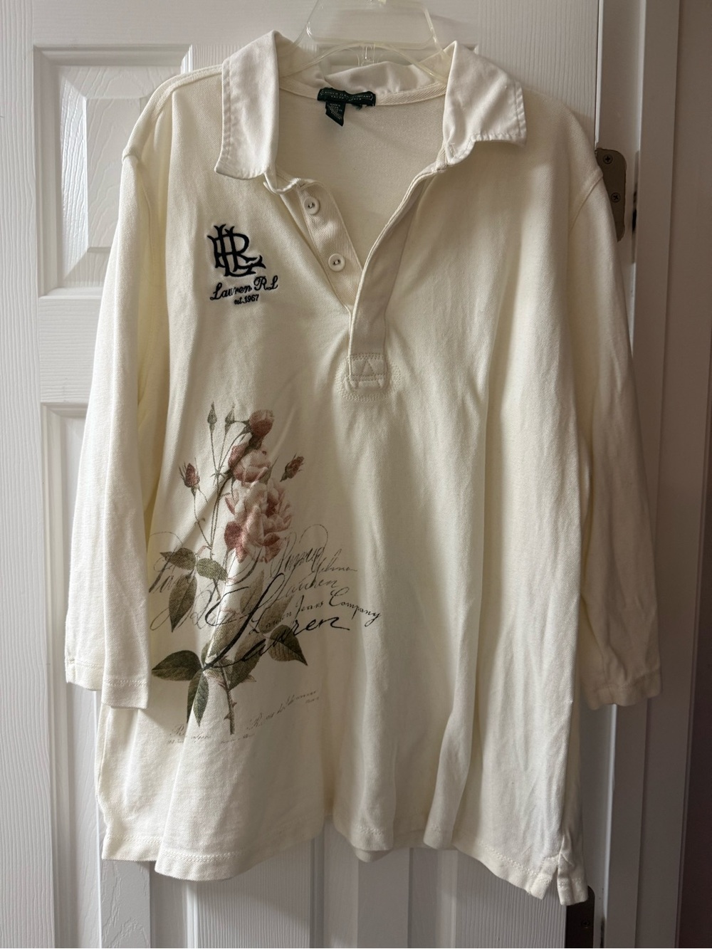 Vintage Lauren Jeans Co Ralph Lauren Rugby Polo Rose Botanical Print Y2K XL